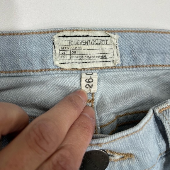 Current Elliott the stiletto chalky indigo shredded jeans light blue 26 - Picture 7 of 10